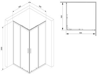 Душевой уголок Am.Pm Gem S 90x90см чёрный матовый W93G-403-090BT